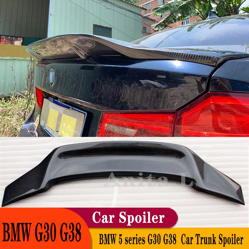 For BMW 5 Series G30 G38 2018-2019Year Sedan R Style Trunk Spoiler Real Carbon Fiber Car Rear Wing Decorate Body Kit Accessories