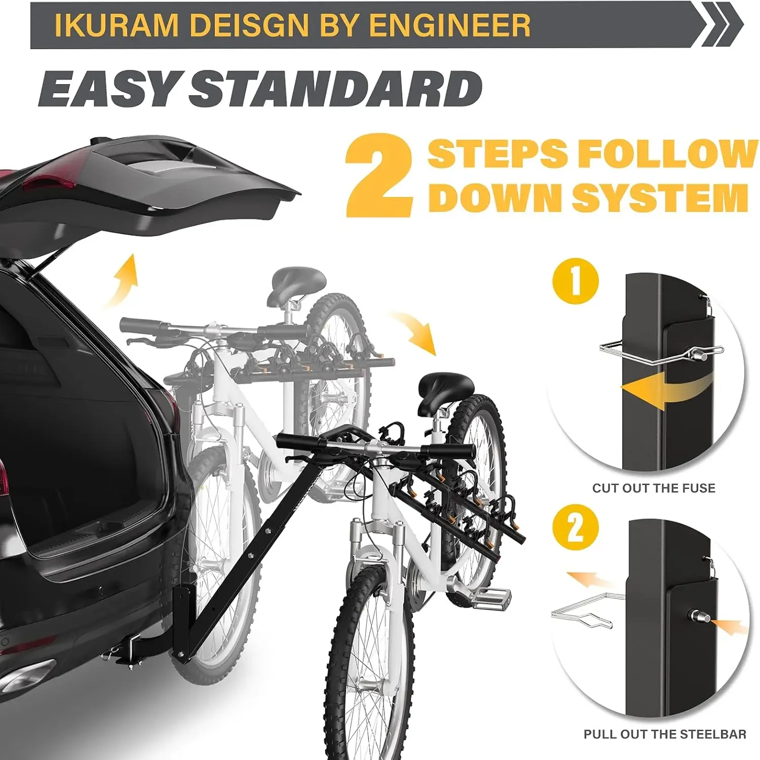 4 supports d'attelage de vélo T1 Electrolux, support double T1 pour voitures, camions, SUV et minivans avec récepteur d'attelage de 2 pouces