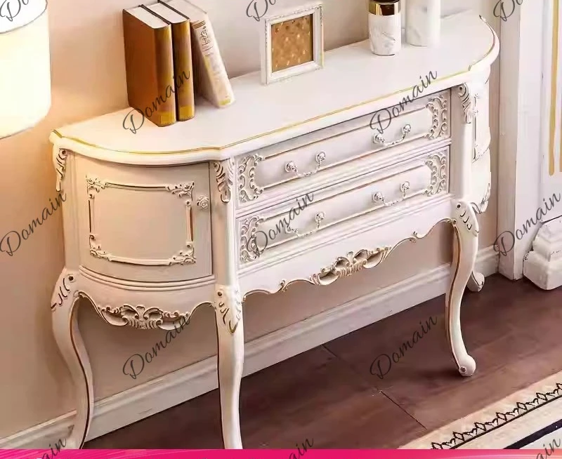 All solid wood European-style entrance cabinet American style with storage French designer fashion semi-round foyer cabinet