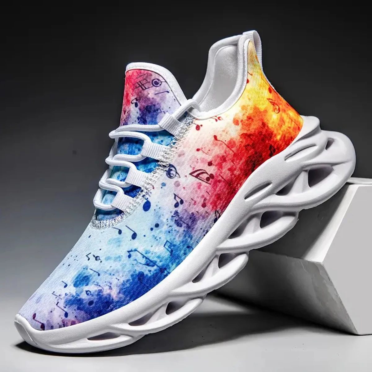 Zapatos deportivos informales con salpicaduras de pintura personalizados para hombres y mujeres, zapatos para correr, zapatos de malla ligeros