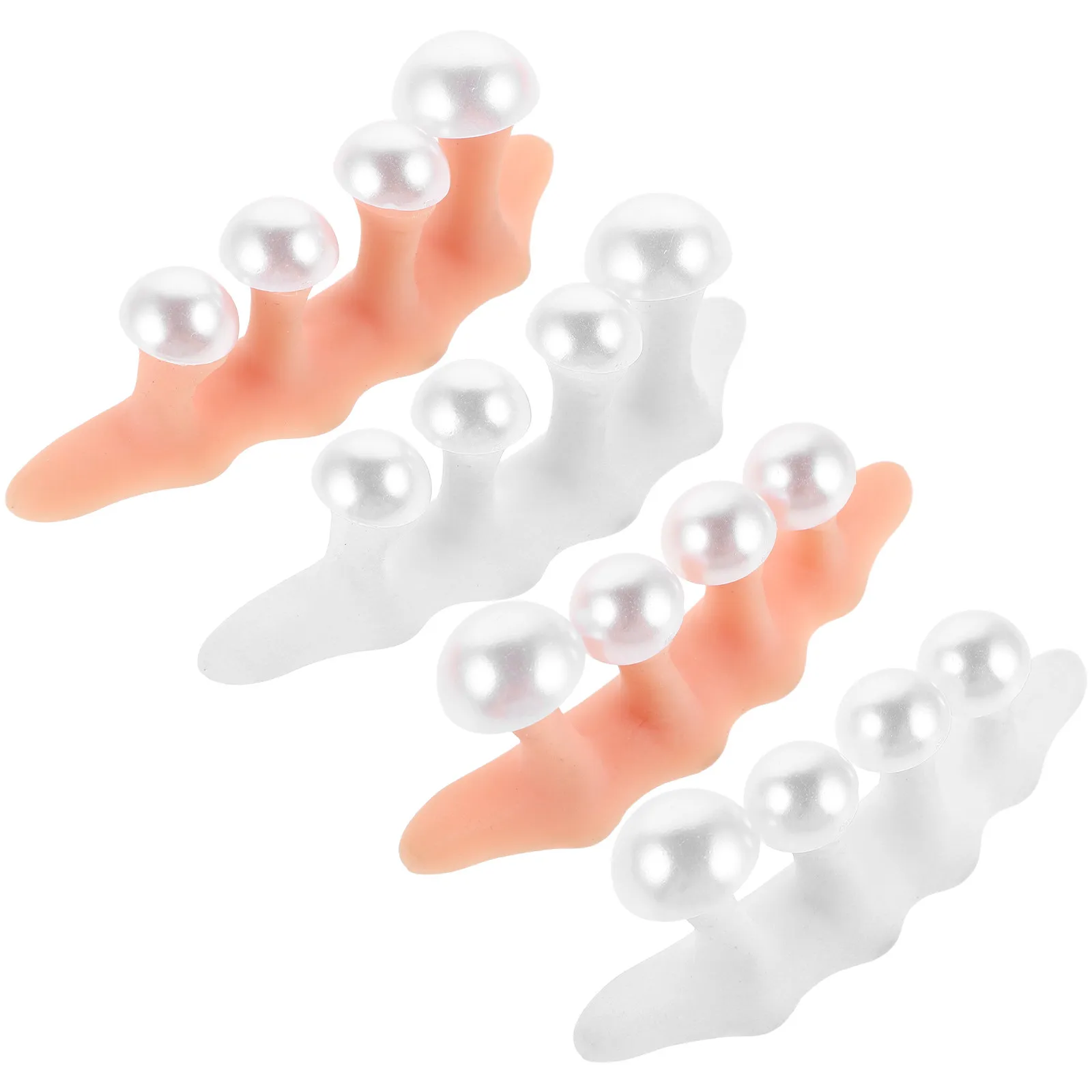 

2Sets Silicone Toe Separators Soft Comfortable Pearl White Natural Beige Toe Dividers for Pedicure Nail Art Tools Salon Home Use