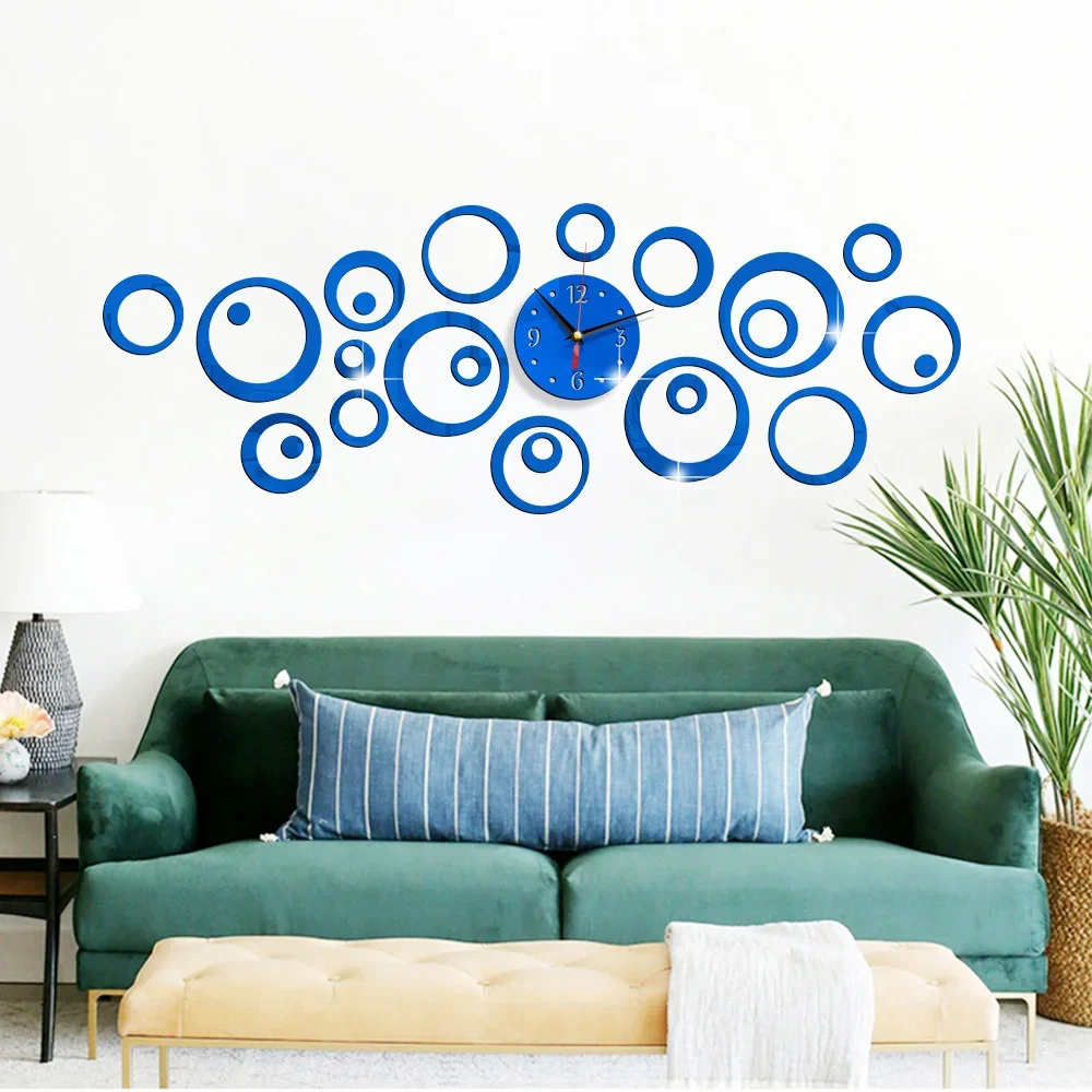 3D Stereo Acrylic Mirror Large Size Wall Clock Bubble Circle Mute Creative Living Room Bedroom Decoration Watch Fashion Fun - view 5