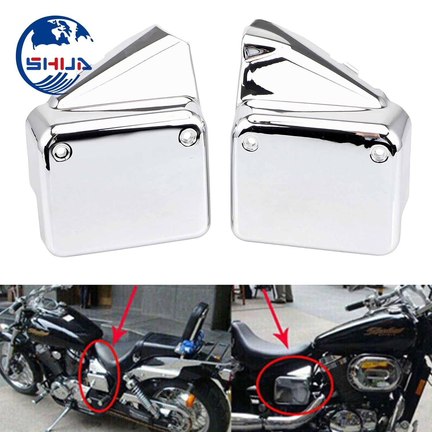 For Honda Shadow Spirit 750 VT750 DC 2000-2009 / Black Widow 2000-2007 Chrome ABS Motorcycle Left & Right Battery Side Covers