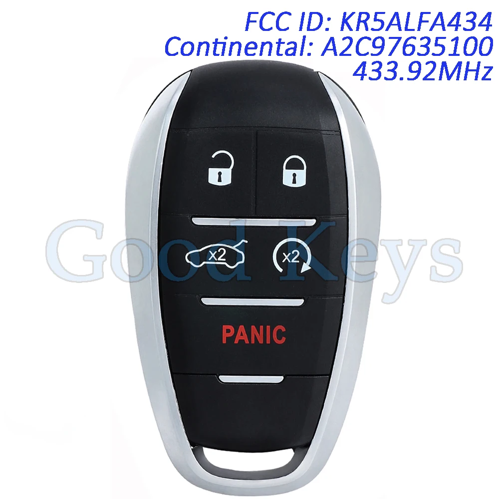 

KR5ALFA434 A2C97635100 Remote Key Fob for Alfa Romeo Giulia Stelvio 2017 2018 2019 2020 2021 2022 2023 2024 433MHz NonKeyless