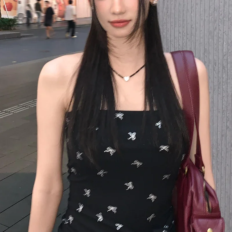 Haut tubulaire à bretelles pour femmes, Sexy, doux, sans bretelles, Chic, avec imprimé nœud papillon, été