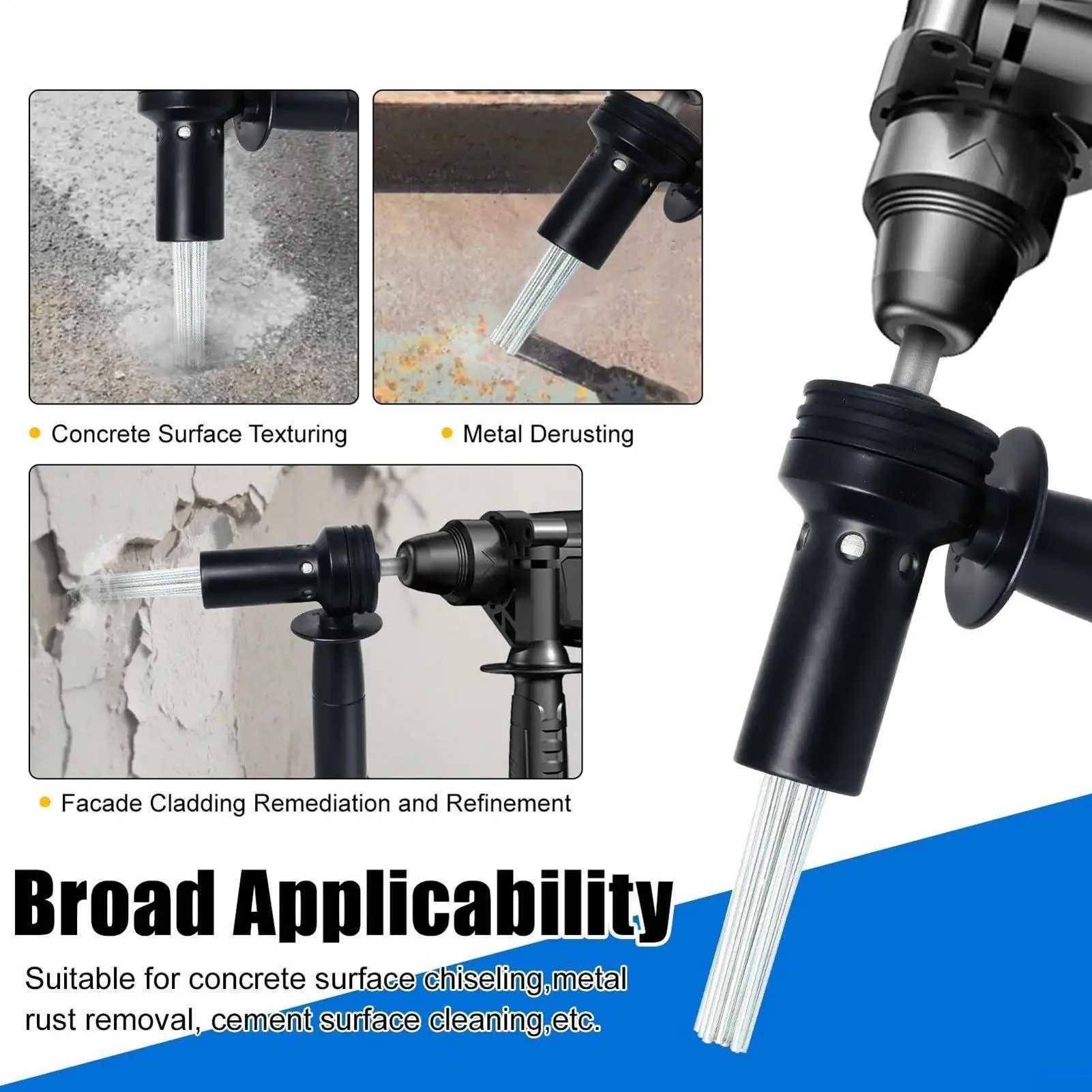 Needle Scaler Attachment Heavy Duty 18 Needles Adapter Alloy Steel Rust Remover For Drilling Tile Preparation Home Texturing