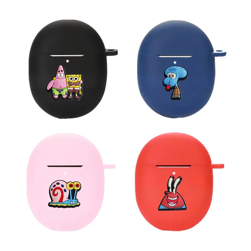 Potdemiel SpongeBob Earphone Case for Google Pixel Buds Pro 2/A-Series Silicone Wireless Earbuds  Protective Cover With Hook