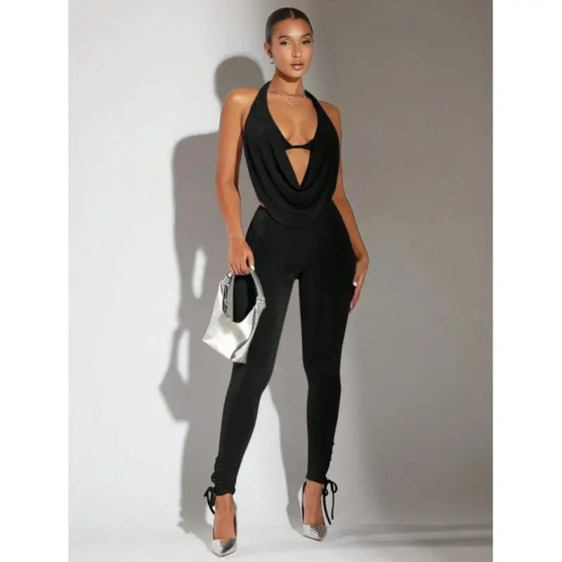 

Осенний новый комплект: топ на бретельках с складками спереди и завязками, облегающие брюки, повседневная спортивная одежда, длина 7/8