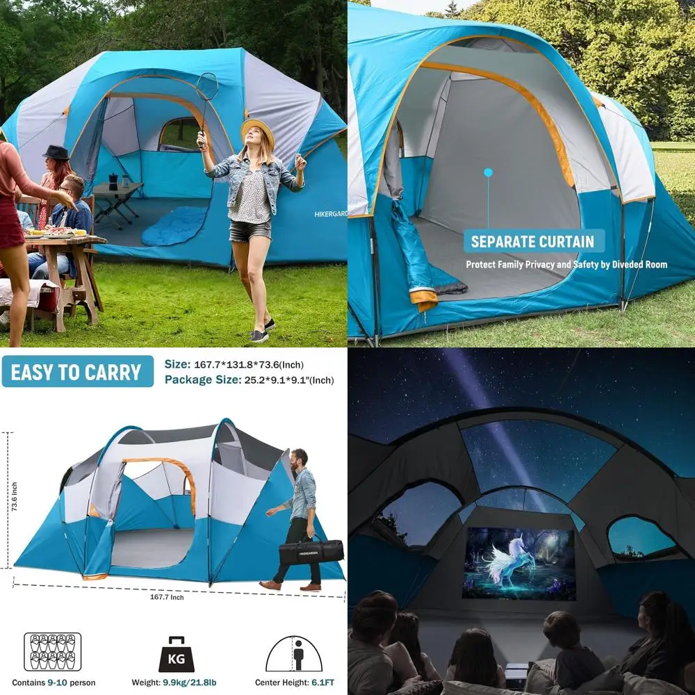 

Family-Sized 10-Person Camping Tent - Quick Setup, Wind-Resistant Dome Tent for Outdoor Adventures, 14'x11'x74H