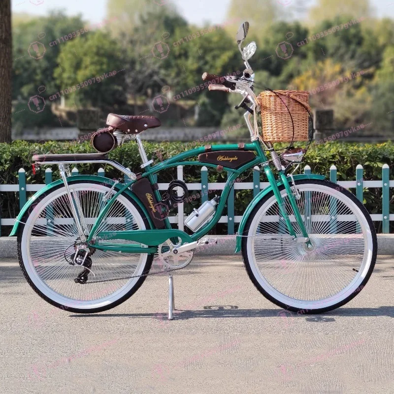 

26-Inch Retro Beach Bike Army Green Tough Guy Male God Era Feelings Military Style Ligh Car Not Included Decor