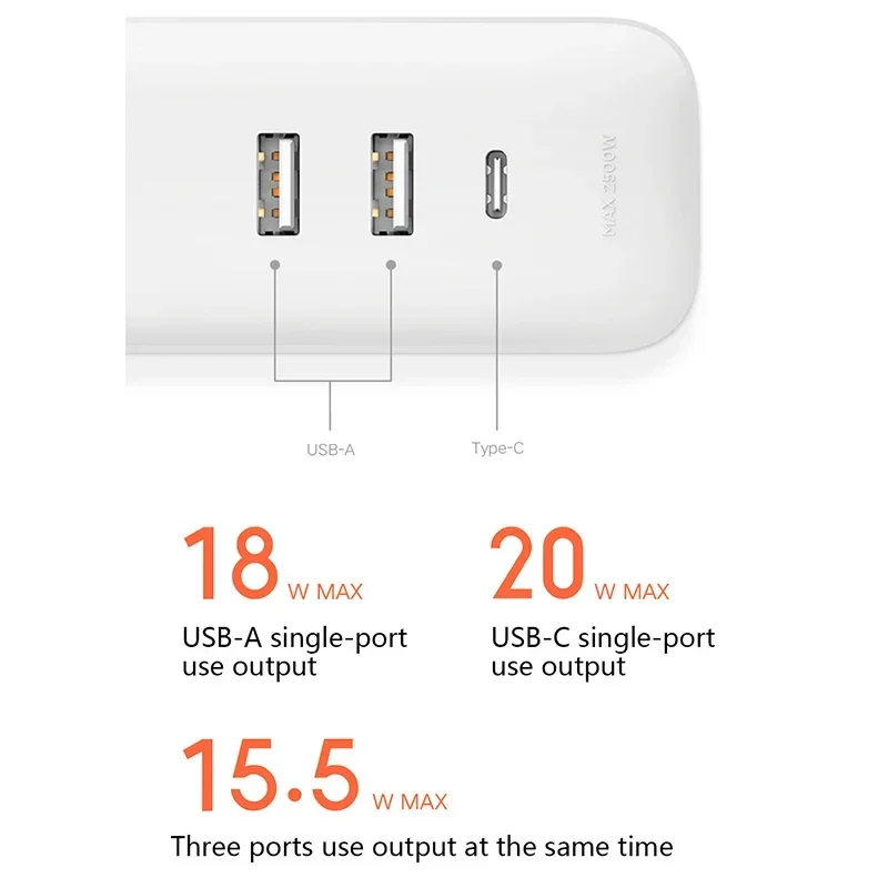 Xiaomi Mijia Power Strip 2.1A Fast Charging 3USB Extension Socket Adapter For Xiaomi Power Strip Smart Home