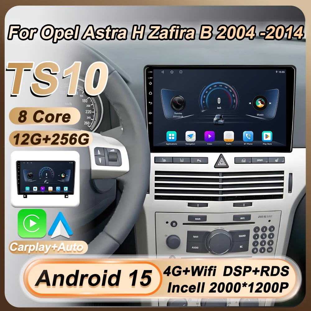 

Авто Carplay Android 15 для Opel Astra H Zafira B 2004-2014 Стерео головное устройство Автомобильный радиоприемник с сенсорным экраном GPS-навигация Зеркальная связь