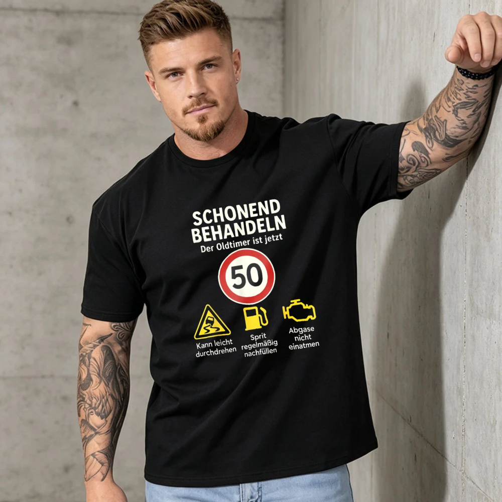 50th Birthday Man Woman 50 Years 1976 Decorative Funny T-Shirt Cotton Adult Gift Retro Style Party Funny High Quality Cotton Tee