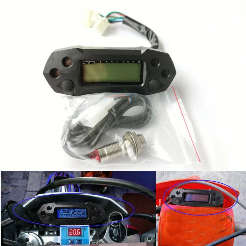 Motorcycle Speedometer LCD Display Odemeter Electric Injection Carburetor