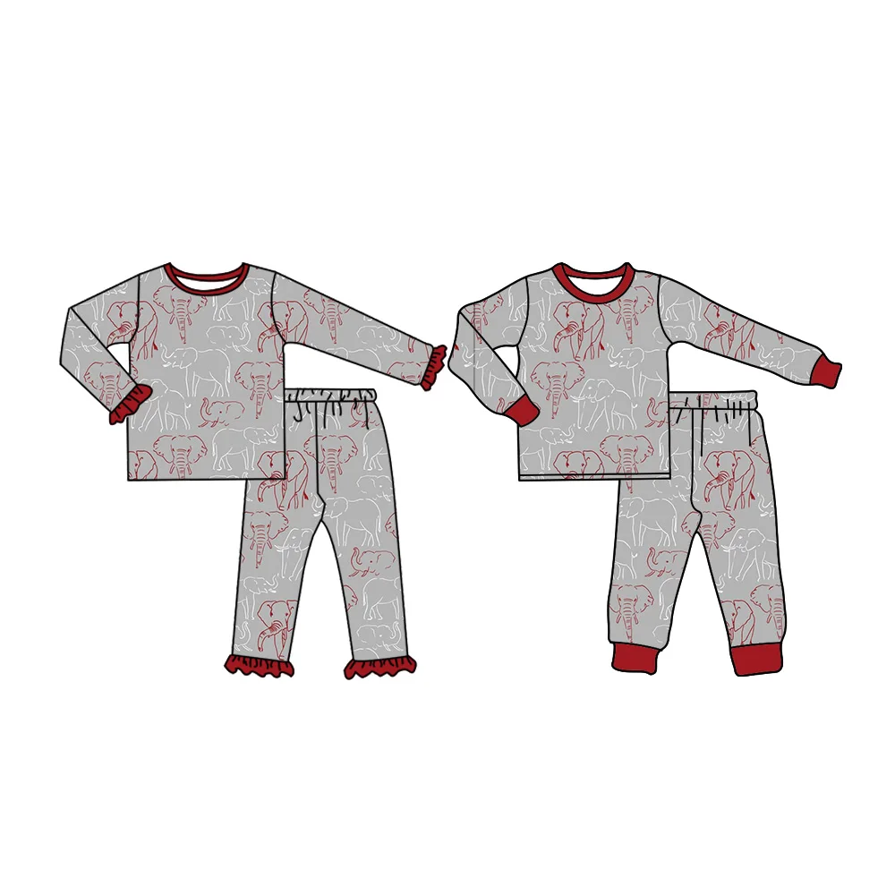 Boutique Tigers Elephant Pajamas Outfits Fall Girl Pajamas Boys Pajamas Sets