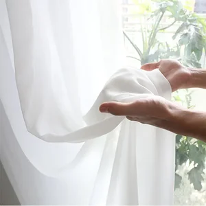 1 Buah Tirai Tipis Tulle Putih Sifon Super Lembut untuk Ruang Tamu Dekorasi Jendela Kamar Tidur Pintu Hotel Mewah Modern 거즈 커튼 6 gorden malam penjualan terbaik - №