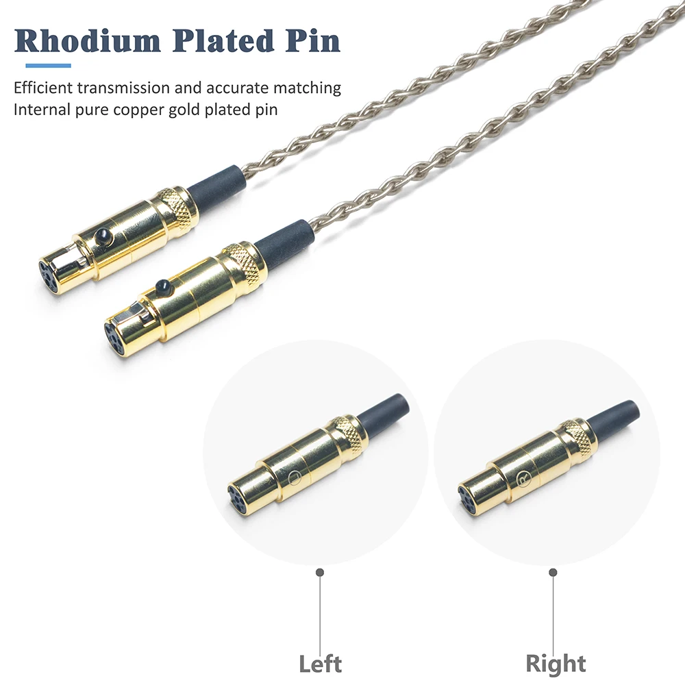 GUCraftsman 6N Single Crystal Silver Headphone Replacement Cables for Audeze LCD-X LCD-XC LCD-2 LCD-3 LCD-4
