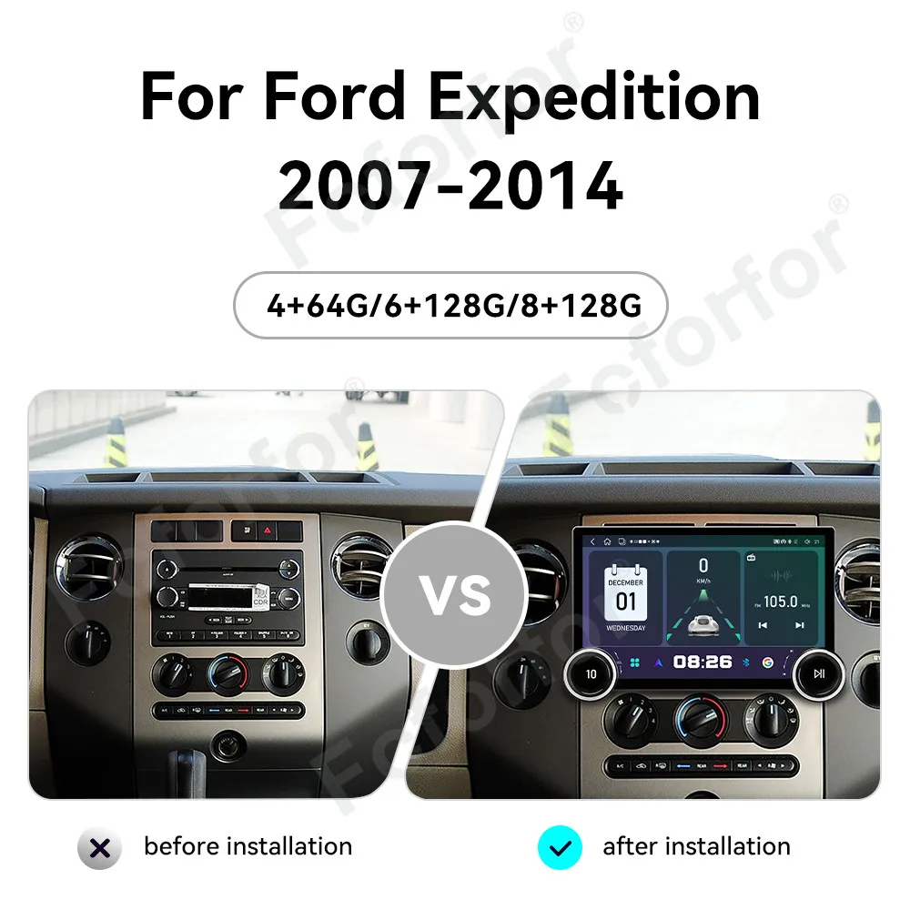 Unidad Principal Multimedia para Auto con Pantalla Táctil HD Ultra Grande Actualizada, Android 15, 11.5 Pulgadas, GPS, Navegación y Estéreo para Ford Expedition 2007-2014