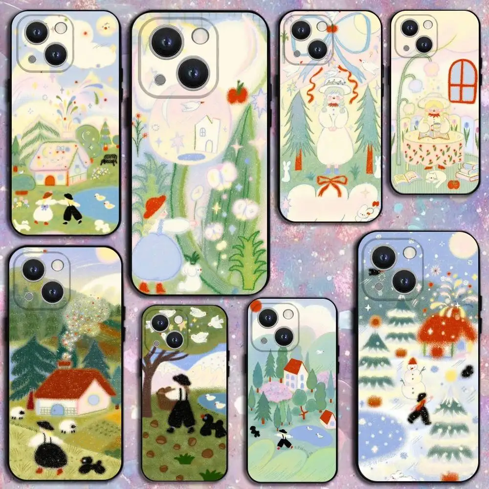

Fairy Tale World Phone Case For iPhone 17,16,15,14,13,12,11 Plus,Pro Max,XS,X,XR,SE,Mini,8,7,Soft Silicone Black Cover