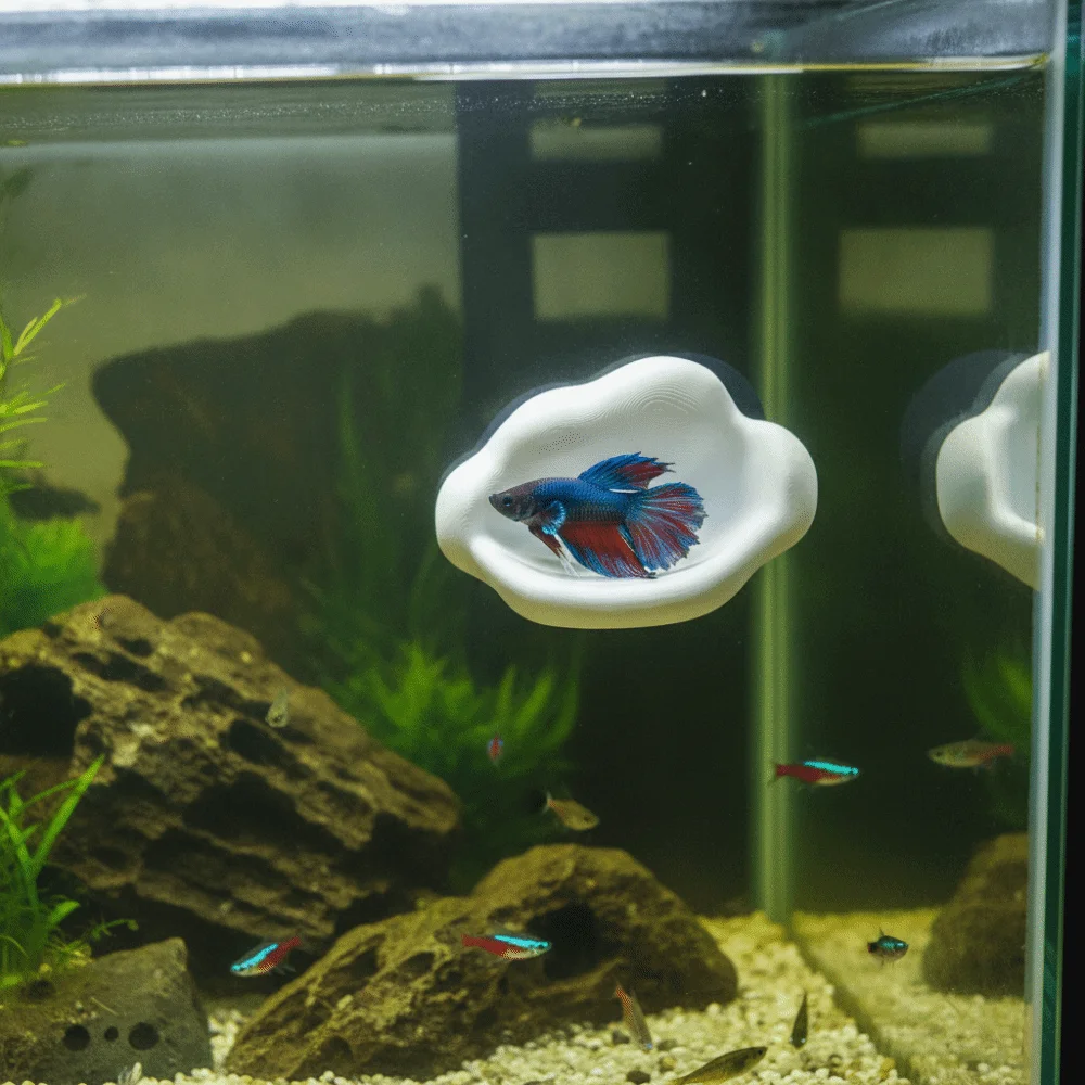 3D Printing Cloud Shaped Fish Tank Platform Creative Plastic Betta Resting Platform with Suction Cup Durable Fish Hammock