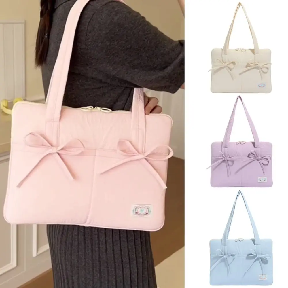 

Universal 14inch Laptop Shoulder Bag Bowknot Shockproof Tablet Sleeve Case Large Capacity Multifunctional Laptop Handbag Travel