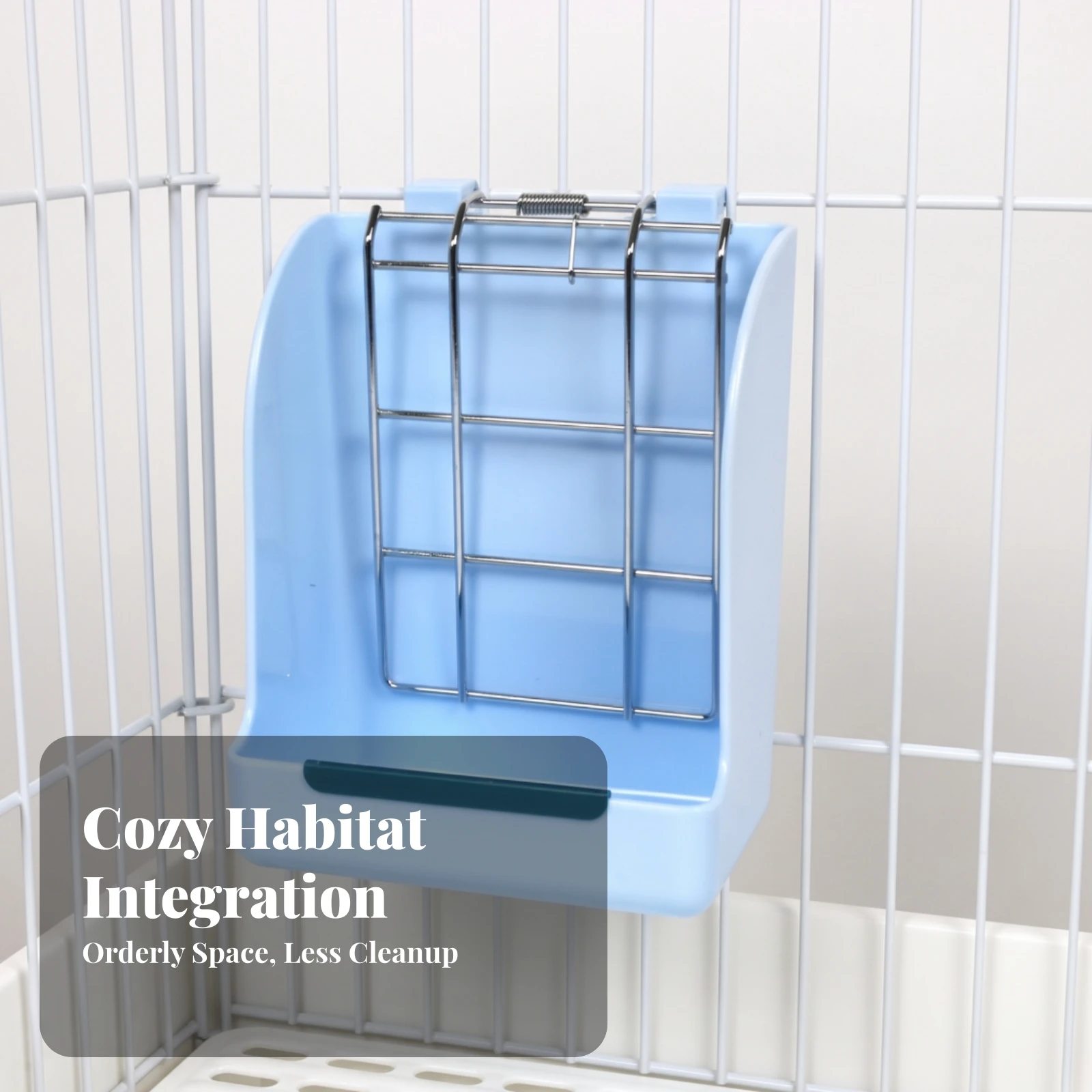 Plastic Hay Feeder with Top Latch Easy-to-Fill Hay Rack Feeder with Metal Guard Spring-Loaded Tool Free for Small Pets