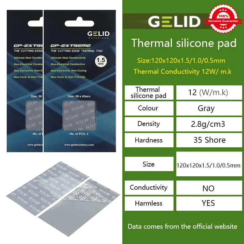 GELID GP-EXTREME Multi-size high-performance thermal pad CPU/GPU Graphics Card thermal pad Motherboard thermal pad 80x40mm