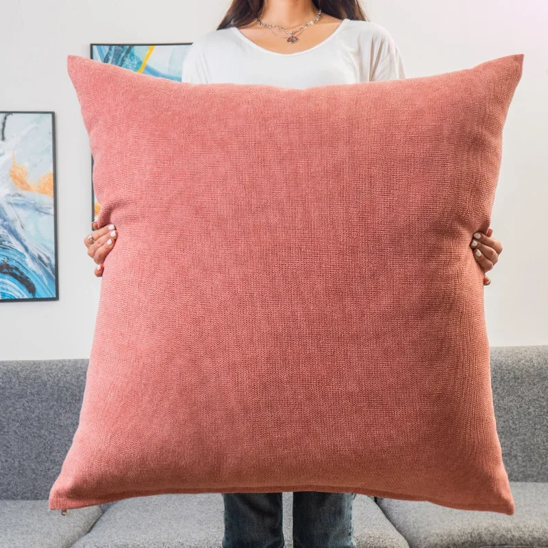 Large Square Pillowcase Coffee Sofa Back Huge Cushion Cover Washable Living Room Bedroom Pillow Cases Solid Color 55/60/70/80CM