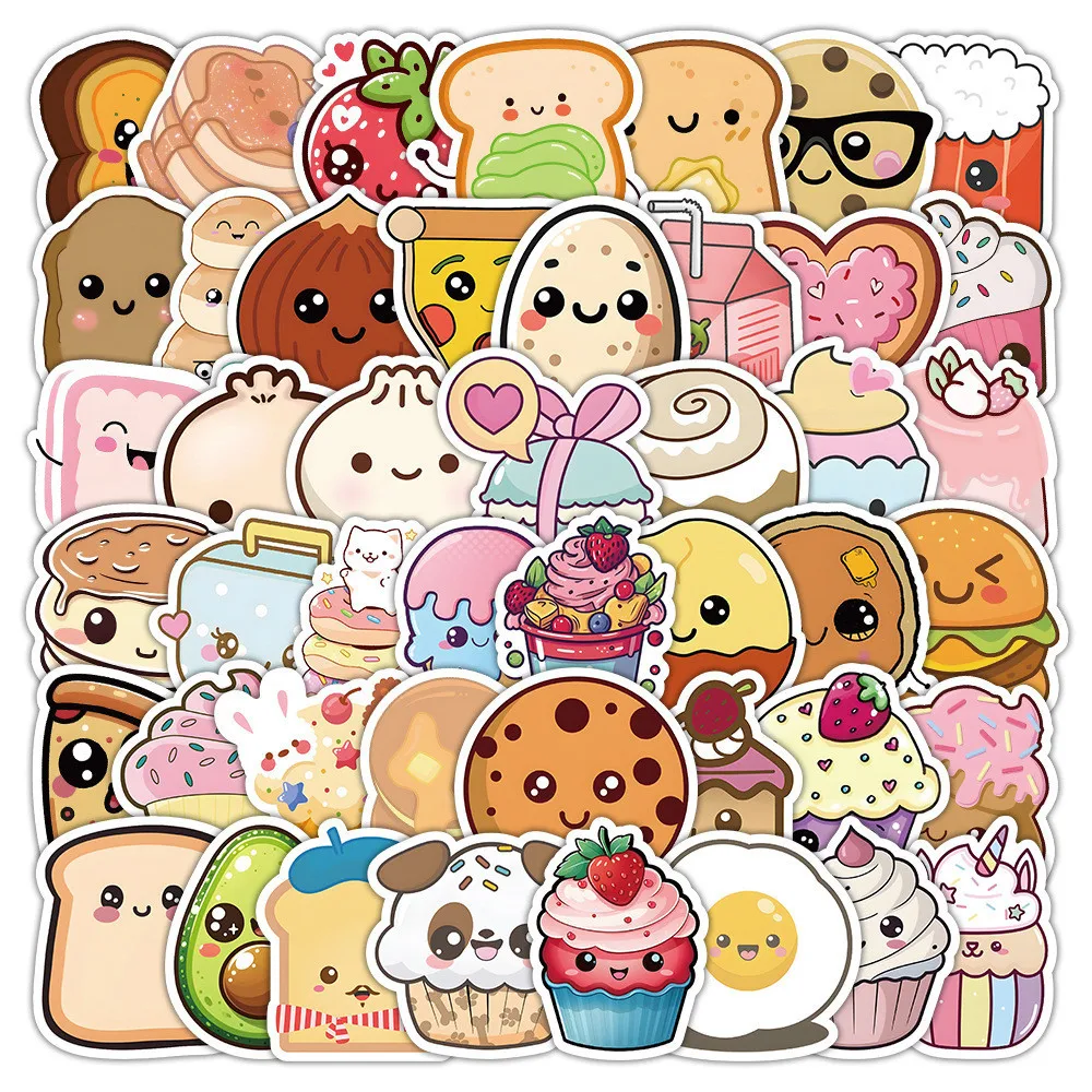 60 قطعة من ملصقات الكتابة على الجدران المقاومة للماء على شكل رسوم كرتونية لطيفة مرسومة يدويًا لخوذة الدراجة الهوائية