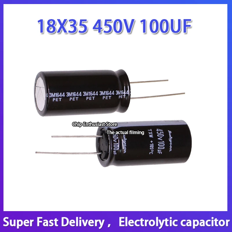 18x35 450v 100uf rubycon importado alumínio capacitor eletrolítico 450v100uf 18*35 rubi txw alta frequência e longa vida