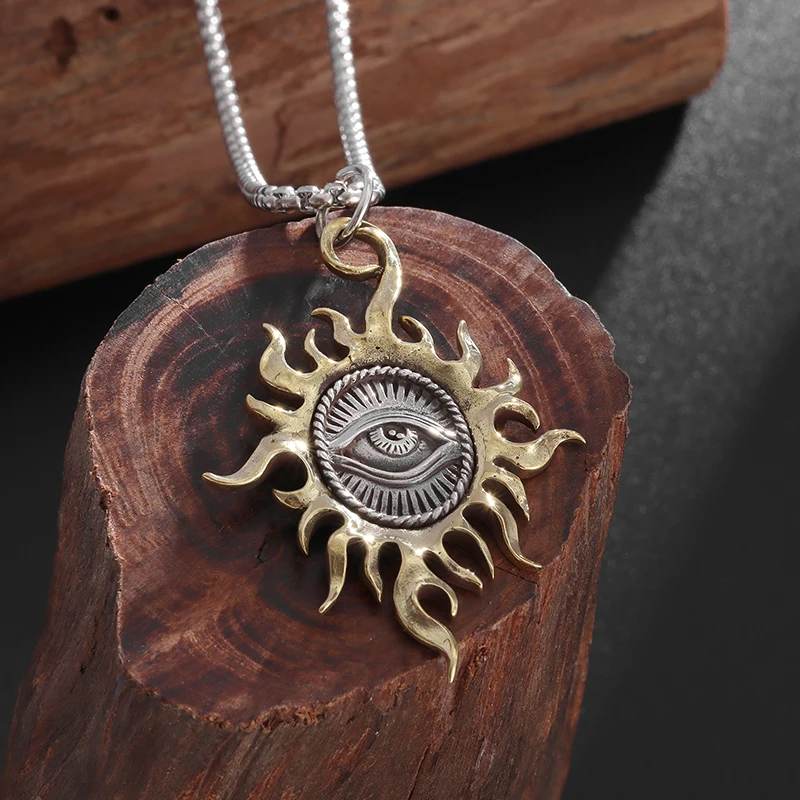 Collana retrò Gothic Sun God All see Eye Pendant men's Punk Personality Charm Fashion Trend amuleto Jewelry