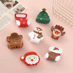 DuoShang Christmas Tree Snowman Sock Acrylic Hair Claw Cute Christmas Claw Clips Crab Hair Clip for Women Girls Hair Accessories