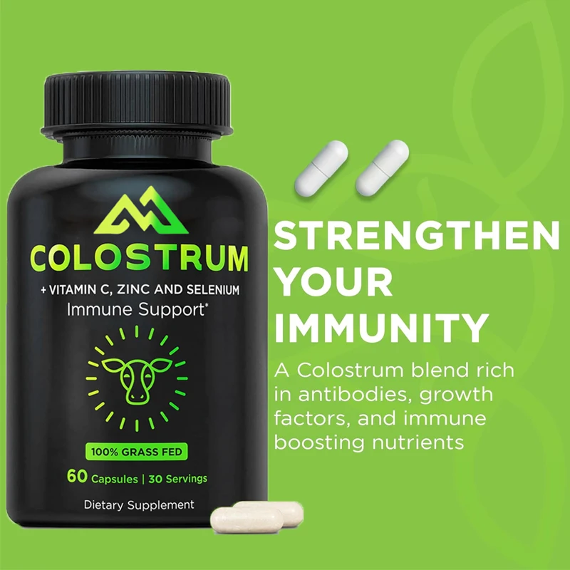 Colostrum supplement grass fed bovine colostrum - standardized containing 30% immune health, intestinal health -60 capsules