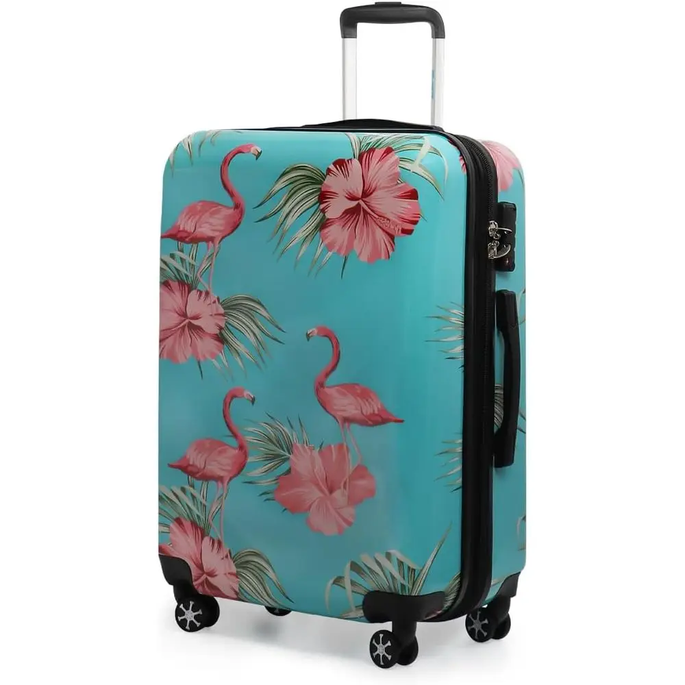 

28 Inch Hardshell Suitcase with Wheels, TSA Lock, Unisex, Lamingo/Lake Blue Travel Luggage