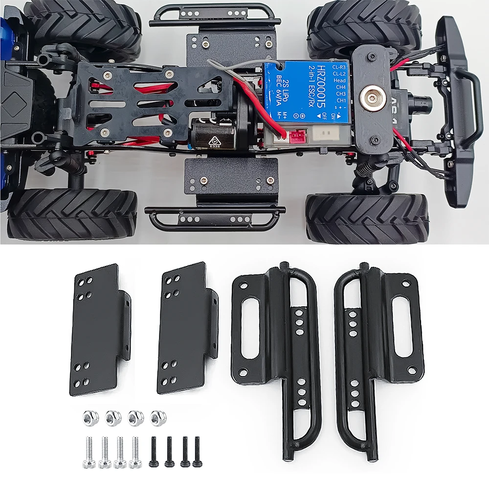 MIBIDAO-Metal Side Pedal Rock Sliders, Peças do modelo do carro para Axial SCX24, Deadbolt Chevrolet C10, Wrangler Gladiador, Bronco 1:24