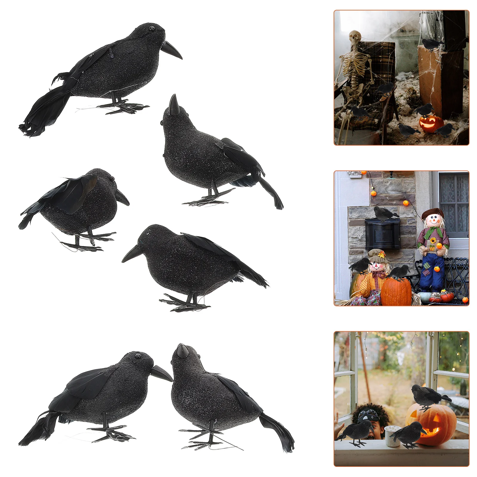 

Набор из 6 мягких игрушек в виде ворон с черными перьями для декора на Хэллоуин и в виде изобилия