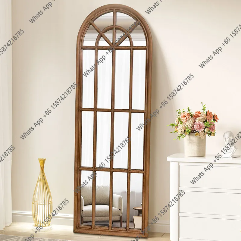 American arched window decorative mirror retro floor mirror wall mirror decorative household wall hanging background wall