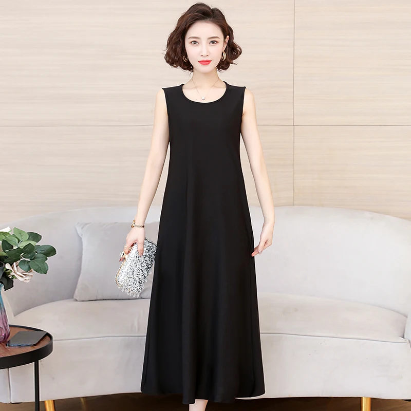 

Summer Casual Dress Women's Vintage Loose Sleeveless Dress Modal Solid Color Back To The Basics Long Dresses