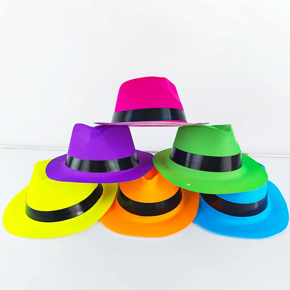 1/2/4 Set Neon Party Supplies Plastic Hats Glasses Fluorescent Gloves Yellow Pink Blue Orange 80s 90s Music Bar Party Decor Prop