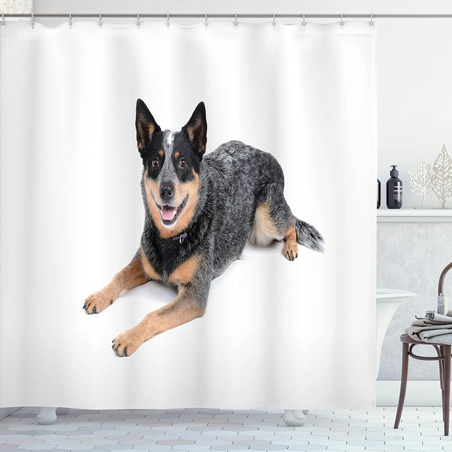 

Australian Cattle Dog Shower Curtain Realistic Pet Photo Animal Lover Bathroom Decor Linen160x180