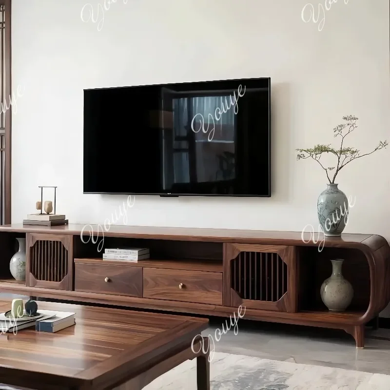 

D-MX Classic Narrow Tv Cabinet Simple Natural Wood 200Cm Japanese Living Room Tv Cabinet Space Saving Mueble Televisor Furniture