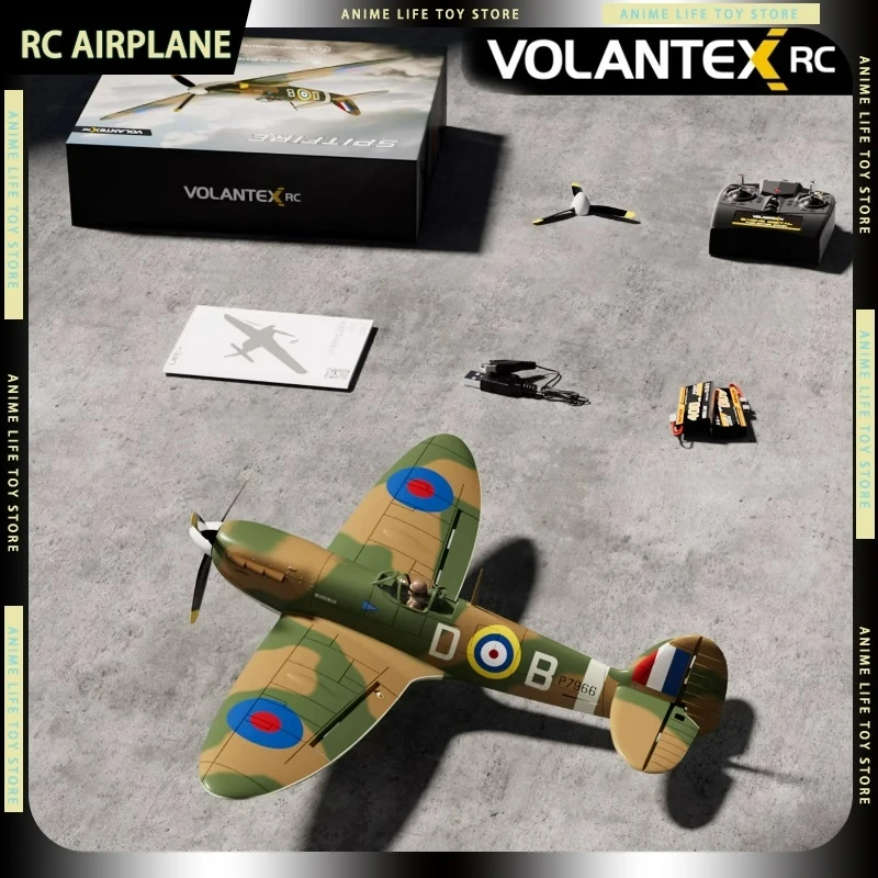 

VOLANTEXRC RC Airplane Spitfire Fighter Jet 4CH Simulation Fixed Wing Brushless One Click Rolling Toys RC Plane Children Gifts
