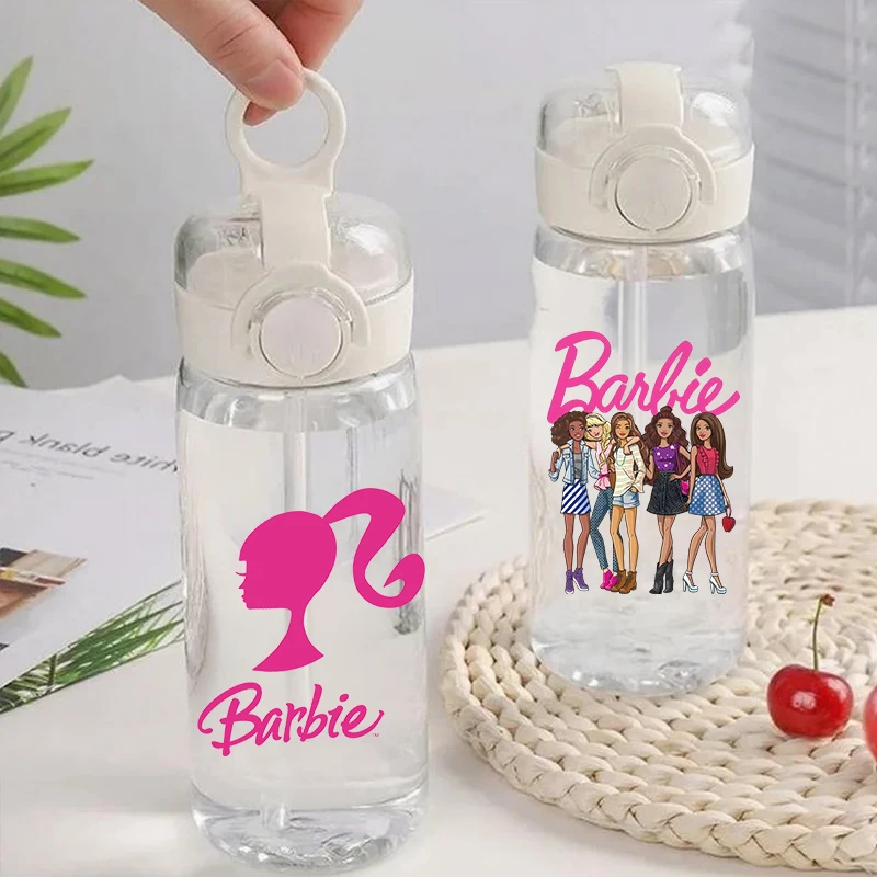 

400ML Anime Barbied Water Cup Women Portable Plastic Transparent Large Capacity Sport Water Bottle GIRL Pink Birthday Gift