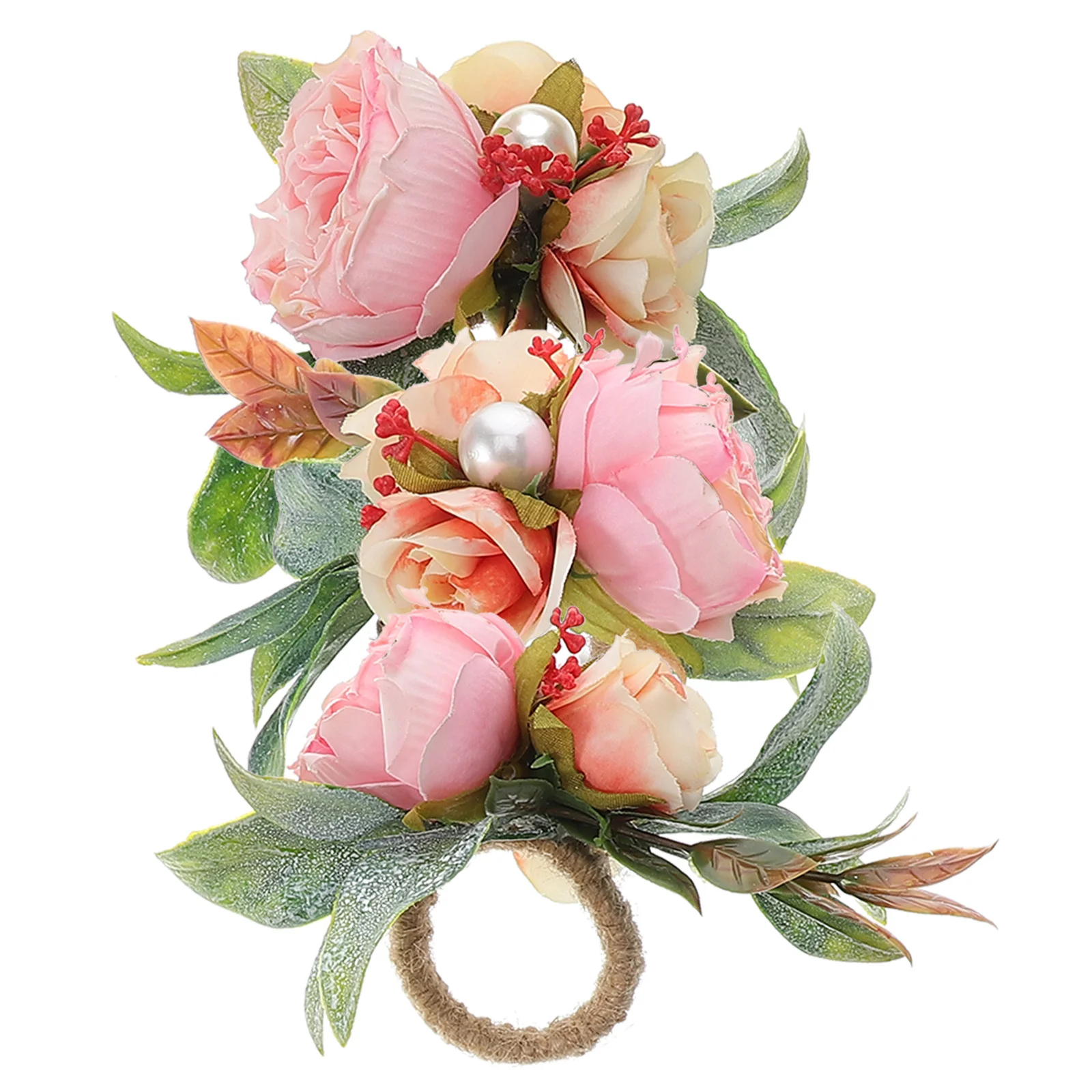 

3Pcs Rose Napkin Rings Artificial Flower Buckles Rustic Handcrafted Table Decoration for Banquet Wedding Thanksgiving Dinner