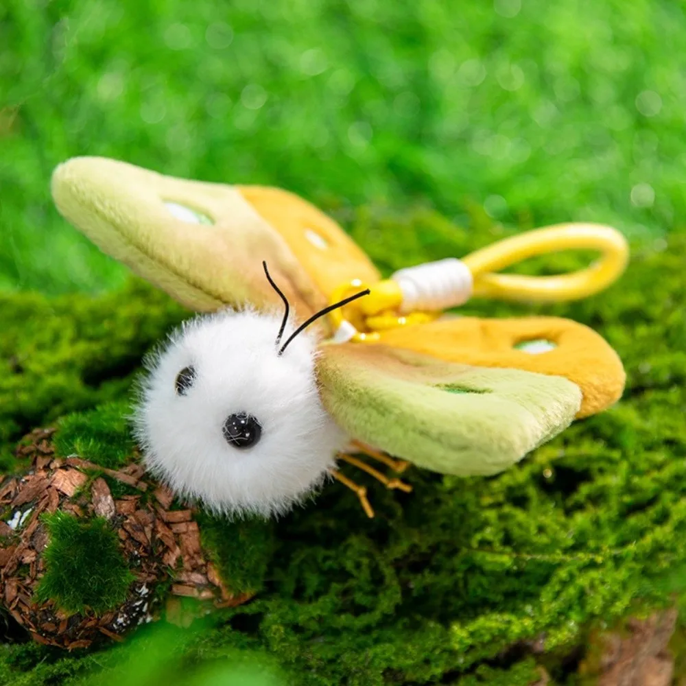Fashion Cartoon Insects Key Ring Polyester Mantis Moth Fly Pendant Magnetic Firefly Cockroach Key Chain Bag Hangings