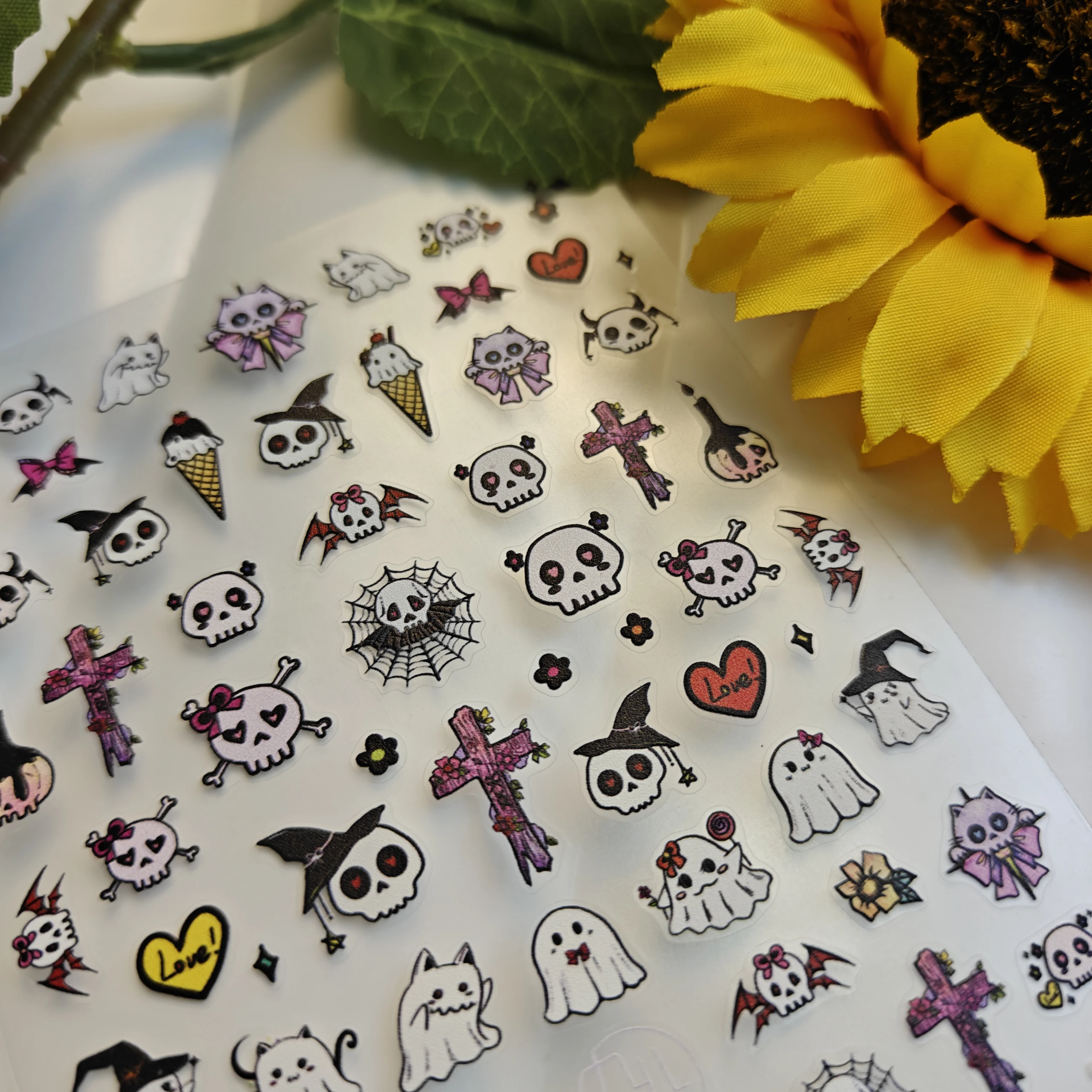 1 sheet Funny Skeleton New 3D Cartoon Nail Art Stickers Nail Decals for Manicure fashion Design DIY Happy Accessories