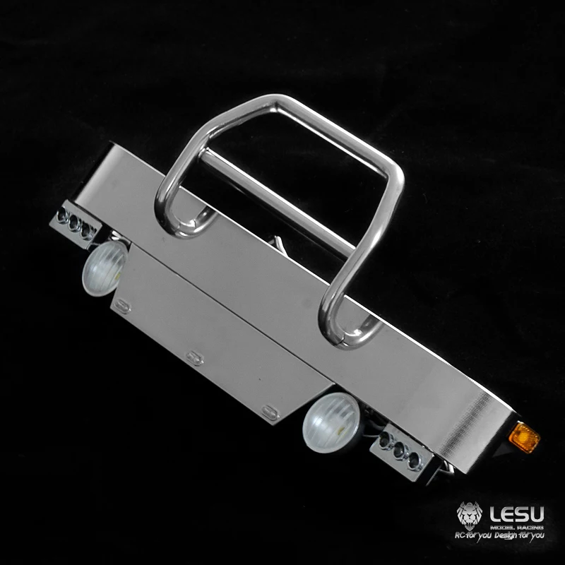 LESU Metal Front Bumper with Lights for 1/14 RC TAMIYA King Hauler Grand Hauler Tractor Truck DIY Model Car