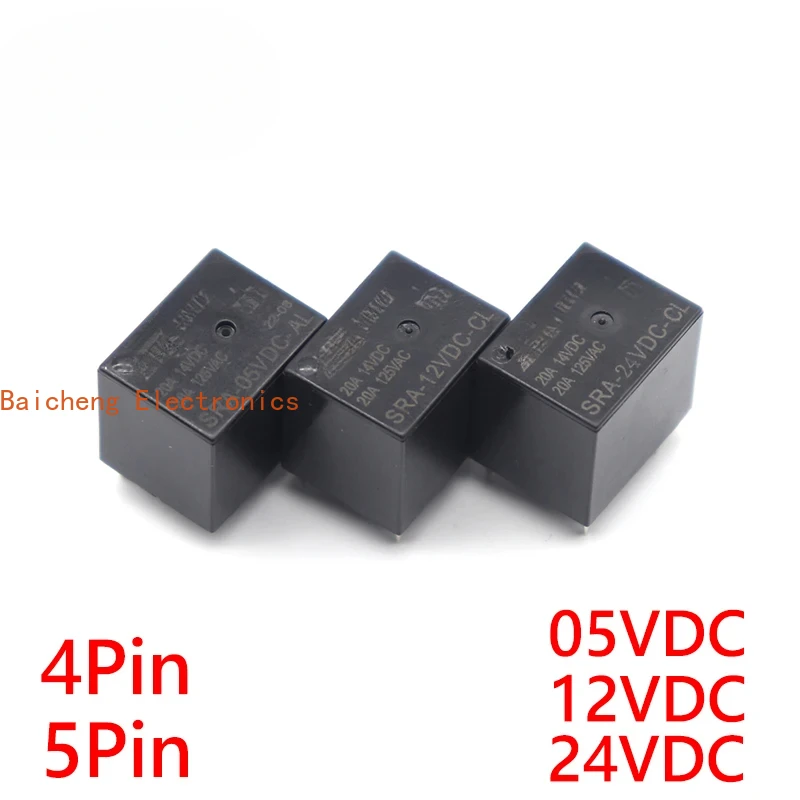 10PCS SRA-05VDC-AL SRA-12VDC-AL SRA-24VDC-AL -CL 20A 4Pin 5Pin 5V 12V 24V Automobile relay