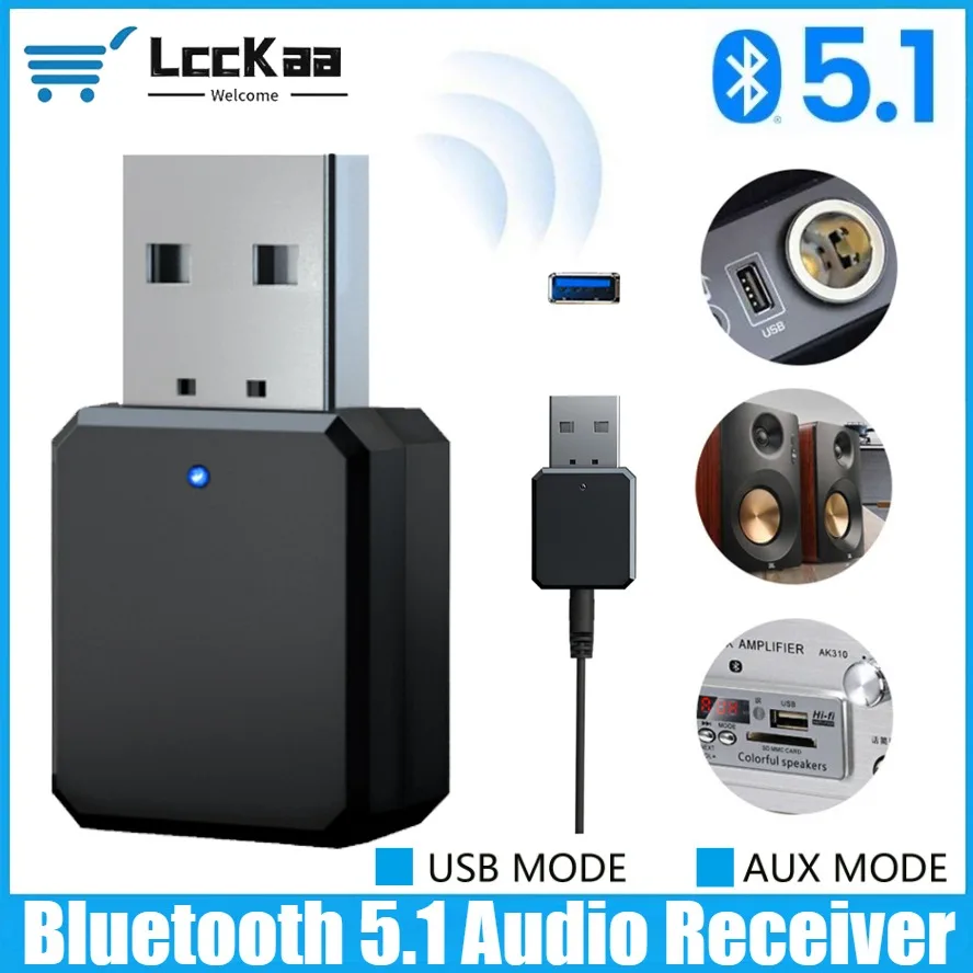 Bluetooth 5.1 Car Kit Wireless Music 3.5Mm Aux Usb Power Audio Receiver Adapter Auto Bluetooth Stereo for Car Radio Video Mp3 Pc