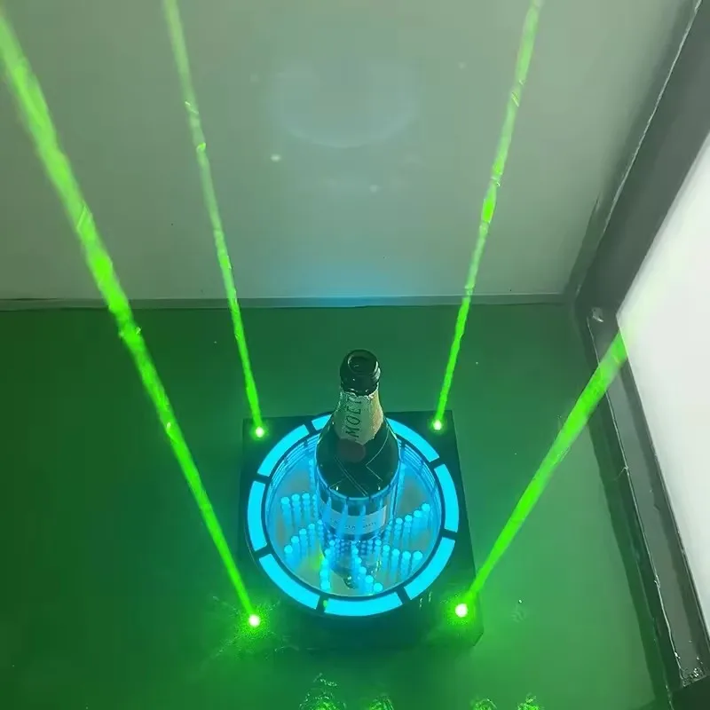 Bespoke LED Green Laser Light Champagne Bottle Presenter Laser Glorifier Wine Rack Illuminated Vodka Holder Whisky Display Stand